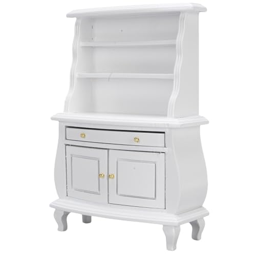Alomejor 1:12 Miniatur -Bücherregal, Wohnkulturausstellung Requisite Bücherregal Doll House Accessoires (White) von Alomejor