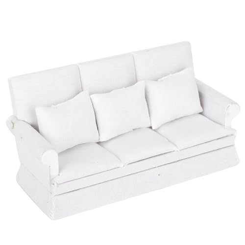 Alomejor 1:12 PUPPENHAUS, MINI-HZOSOFA MIT 3 Kissen, Simulationsmodellierung, Puppenhaus-Dekoration, Ideal für Puppenliebhaber (White) von Alomejor