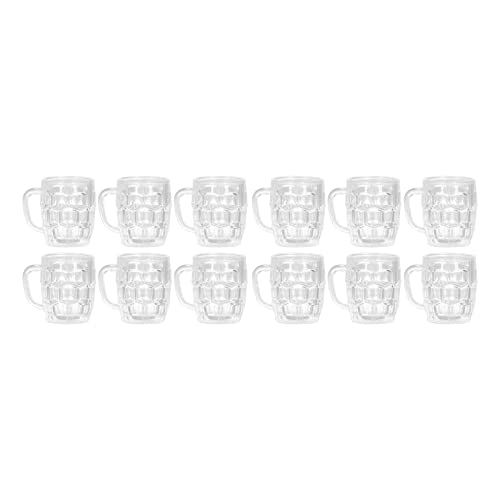 Alomejor 12 Stück Mini Bierkrüge Simulation Klares Kristallglas 1,4 cm Mini Biergläser Set Biermodell für Puppenhausparty Puppenzubehör von Alomejor