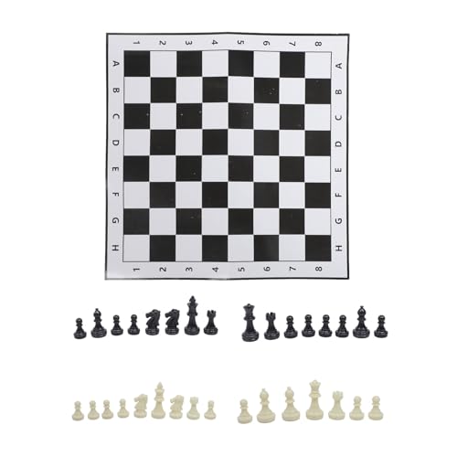 Alomejor 13 -Zoll -Schach -Set, Plastikschachstücke 32 Chessmen mit Tragbarem Schachbrett Internationales Spiel für den Heimgebrauch von Alomejor