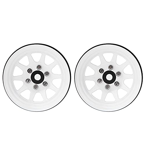 Alomejor 2 Stück Legierung Beadlock Rad Felgen Zubehör mit Hoher Festigkeit und Haltbarkeit für 1/10 RC Raupen Auto (White) von Alomejor