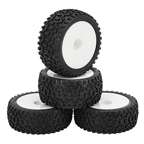 Alomejor 4 Stück RC-Reifen und -Räder, RC-Räder und -Reifen mit 12-mm-Sechskant für 1/10 RC-Offroad-Auto (White) von Alomejor
