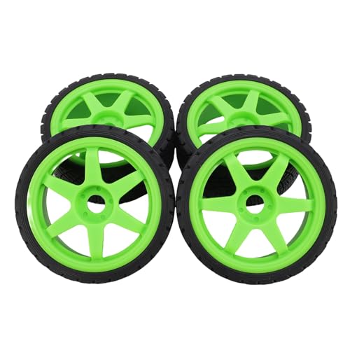 Alomejor 4pcs 1/7 1/8 RC Rally Autorreifen Felgen Einfacher Installationsersatz, 17 Mm RC Rally Racing -Reifen (Green) von Alomejor