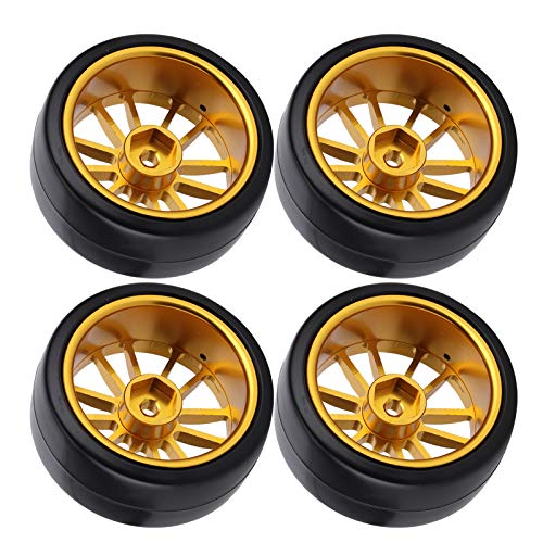 Alomejor 63 Mm Gold RC Hartreifen mit Adapter für WPL D12 RC -LKW, 4 Leichte Aluminium -Leichtmetallräder für eine Verbesserte Griffkraft von Alomejor