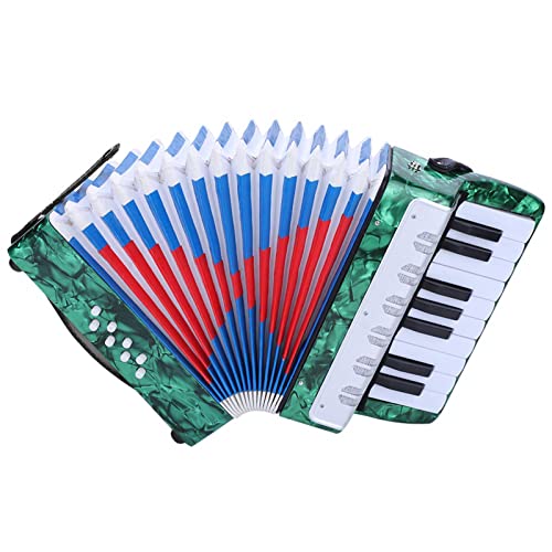 Alomejor Anfänger Akkordeon für Studenten - 17 Key 8 Bass Klavier Akkordeon - Leichtes und Dauerhaftes Musikinstrument mit Einstellbarem Riemen ABS Material (Green) von Alomejor