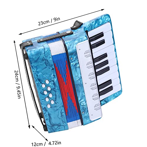 Alomejor Anfänger Akkordeon für Studenten - 17 Key 8 Bass Klavier Akkordeon - Leichtes und Dauerhaftes Musikinstrument mit Einstellbarem Riemen ABS Material (hellblau) von Alomejor