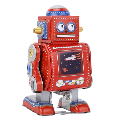 Alomejor Aufziehbares Roboterspielzeug, Handgefertigtes Vintage-Dekor aus Eisen, Uhrwerk, Interessantes Spielzeug für Café, Bar, Restaurant (Rot) von Alomejor