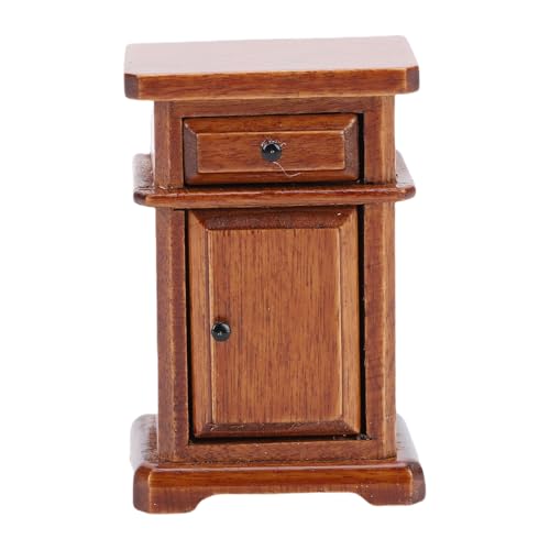 Alomejor Dollhouse Möbel, Miniatur -Nachtschrank, Schubladen -Aufbewahrungstisch, 1:12 Schlafzimmerzubehör Im Maßstab (Kastanienbraun) von Alomejor