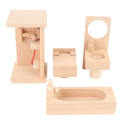 Alomejor Dollhouse Möbel mit 5 Zimmern Spielen Spielzeug für, Dollhouse Badezimmer Möbelzubehör Set von Alomejor