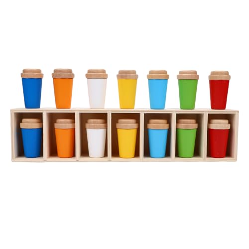 Alomejor Flaschenfarben Matching -Spiel, Holzflip -Brettspiel mit 14 Flaschen und Lagerregal für Familien Lernen Spielzeug von Alomejor