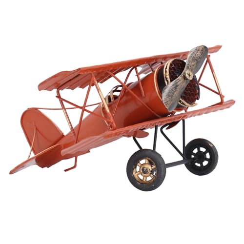 Alomejor Flugzeugmodell Im Retro-Stil, Premium-Eisenkunst, Vielseitige Desktop-Dekoration für Flugzeug-Enthusiasten (Rot) von Alomejor