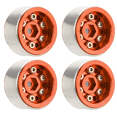 Alomejor Gefühl von RC RCE -Rädern Resistenten RC -Verschleiß für Axiale SCX24 1/24, Hohe und Hohe Präzisionsbefestigungswiderstand, 4 Stcs Radpools für die Verbesserung der Autoleistung (ORANGE) von Alomejor