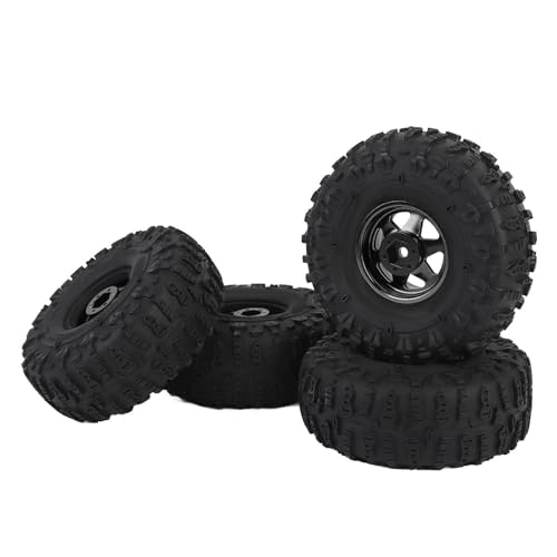 Alomejor Gummi -RC -Crawler -Reifen -Set, Metall Hex Hub Rad Felgen, Verbesserte Traktionschockabsorption für 1,9 Zoll RC -Reifen (Black) von Alomejor