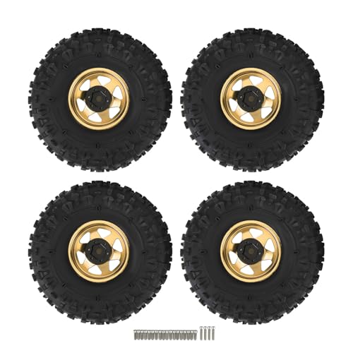 Alomejor Gummi -RC -Crawler -Reifen -Set, Metall Hex Hub Rad Felgen, Verbesserte Traktionschockabsorption für 1,9 Zoll RC -Reifen (Gold) von Alomejor