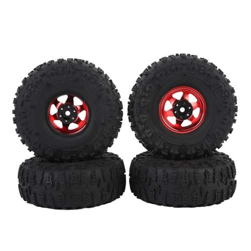 Alomejor Gummi -RC -Crawler -Reifen -Set, Metall Hex Hub Rad Felgen, Verbesserte Traktionschockabsorption für 1,9 Zoll RC -Reifen (Rot (1,0 mm Dicke)) von Alomejor