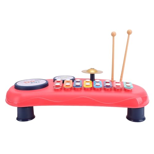 Alomejor Handklopfen Klavierspielzeug, Tragbares Musikinstrument mit Musikblättern, Frühes Rhythmus -Trainingspielzeug für Kleinkinder und Vorschulkinder (Rot) von Alomejor