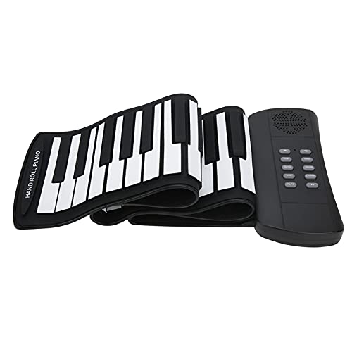 Alomejor Handroll Klavier -Tastatur - 61 Faltbares Silikon wiederaufladbares Elektrisches Instrument mit Unterrichtsfunktion für Kinder und Erwachsene von Alomejor