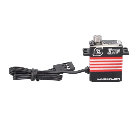 Alomejor Hochleistung 9 Kg RC Digitalmikro -Servo mit Arm, Noise -Metall Servo Ersatz für SCX10 III 1/18 Crawler, Kupferaluminiummaterial für RC Crawler (Rot) von Alomejor