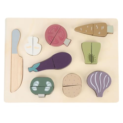 Alomejor Hölzerne Schneidende Spielen Set, Beechwood -Gemüse Spielzeug mit Abnehmbarem Küchenzubehör für Tun, um Spiel zu Spielen von Alomejor