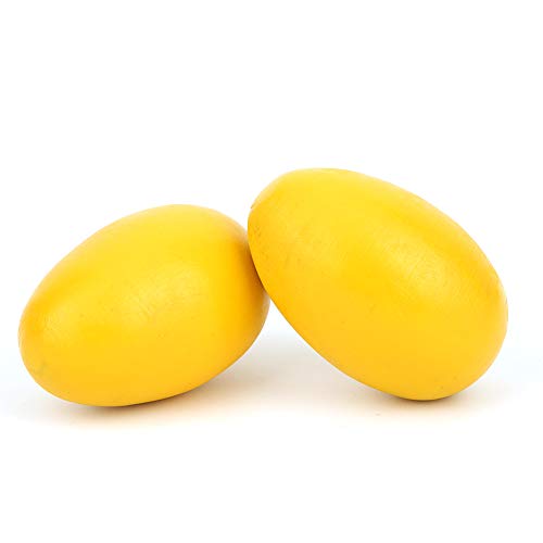 Alomejor Holzschüttler 2pcs Musical Eggleays für Kleinkinder Eier Maracas mit Massiver Holzkonstruktion Glatte Oberfläche für Kinder Kinder Musik Spielen (SY-61 gelb) von Alomejor