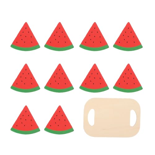 Alomejor Holzspiel Essen, Wassermelon Spielzeugküche Spielset mit 10 -pc -Verbundholzfrüchten für , So Tun Sie Kochen von Alomejor