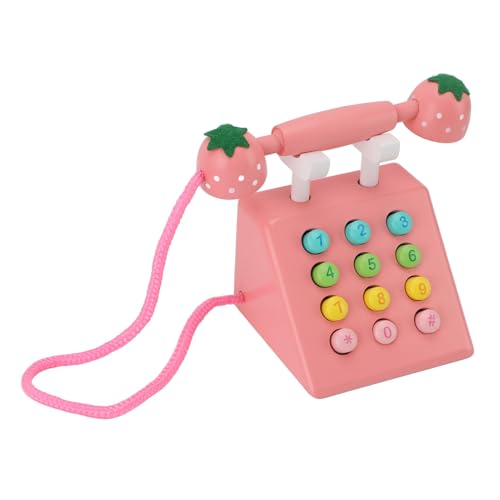 Alomejor Holzspielzeugtelefon, Hochsimulationsbildung Süßes Dekoratives Telefonmodell mit Buchenholzmaterial für die Familie Gefertigt (Rosenate) von Alomejor