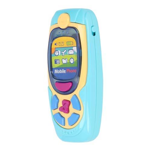 Alomejor Interaktives Spielzeugtelefon Simulation Handy Bildungslernspielzeug mit Musiklichtern für die Entwicklung der Frühen Bildung Sprache (Blue) von Alomejor