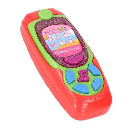 Alomejor Interaktives Spielzeugtelefon Simulation Handy Bildungslernspielzeug mit Musiklichtern für die Entwicklung der Frühen Bildung Sprache (Rot) von Alomejor