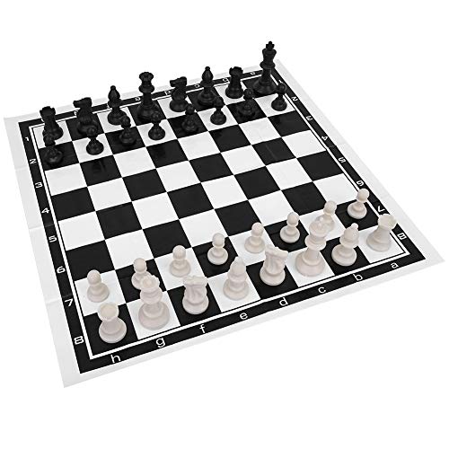 International Chess Plastic Chess Set Internationales Schach-Unterhaltungsspiel Schachspiel mit faltbarem Schachbrett für Travel International-Brettspiele von Alomejor