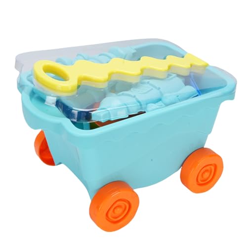 Alomejor Kids Sand Castle Toys, 15-teiliges Strandspielzeugset mit Eimer und Schaufeln, Haltbarer Plastiksand für Kleinkinder Im Freien (13,6 Zoll Aufbewahrungswagen) (Blue) von Alomejor
