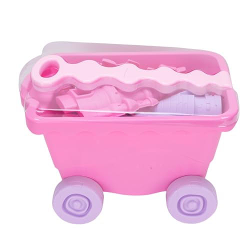 Alomejor Kids Sand Castle Toys, 15-teiliges Strandspielzeugset mit Eimer und Schaufeln, Haltbarer Plastiksand für Kleinkinder Im Freien (13,6 Zoll Aufbewahrungswagen) (PINK) von Alomejor