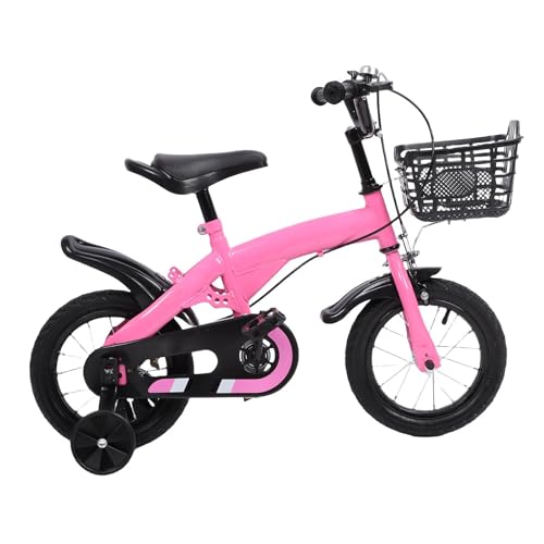Alomejor Kinderrad mit Korb- und Trainingsrädern Einstellbares Höhe des Kleinkindes für 3-10-Jährige Rosa (16 Zoll) von Alomejor