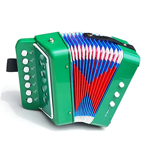 Alomejor Klavier Akkordeon Spielzeug Kindermusikinstrument 2 Bass 7 Schlüssel für Kinder Säuglinge Machen Kinder Spaß für Musikraumübung Haben (Green) von Alomejor
