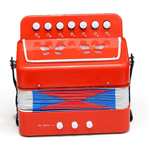 Alomejor Klavier Akkordeon Spielzeug Kindermusikinstrument 2 Bass 7 Schlüssel für Kinder Säuglinge Machen Kinder Spaß für Musikraumübung Haben (Rot) von Alomejor
