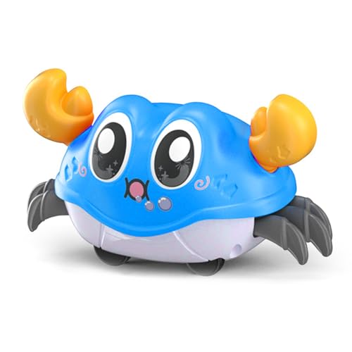Alomejor Krabbenspielzeug Zum Zurückziehen, Cartoon-Tier-Krabbel-Babyspielzeug, Langlebiges und Sicheres Kunststoffmaterial, Ideal für Mädchen und Jungen (Blue) von Alomejor