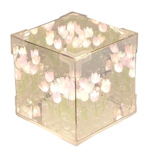 Alomejor LED-Tulpenwürfel-Spiegellampe, Nachtlicht, Handgefertigt, DIY-Tulpenlampe, Energiesparend, für Nachtlicht, Innendekoration (Bunt) von Alomejor