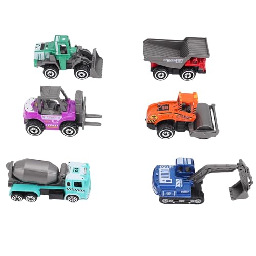 Alomejor Legierungsfahrzeuge, 6 Stcs Farbenfrohe, Verschiedene Baufahrzeuge Mini -Autos für Kinderspiele und Erkundungen von Alomejor