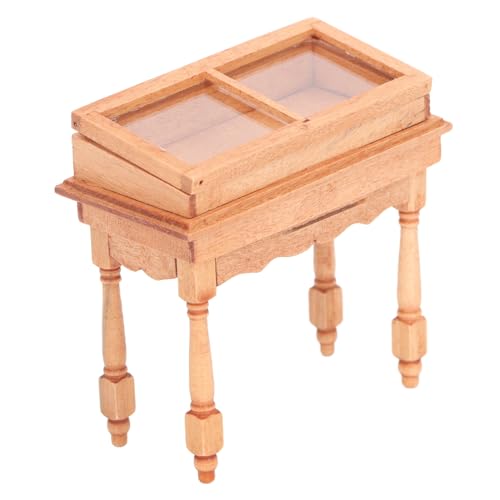 Alomejor Miniatur-Puppenhaus-Vitrine, Kompakte Holzmöbel mit Klappdeckel für Puppenhäuser Im Maßstab 1:12 (Holzfarbe) von Alomejor
