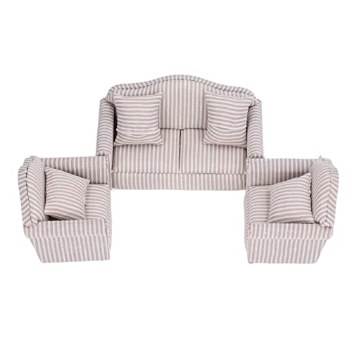 Alomejor Miniatur-Sofa-Set, Simulation, Weiches Puppenhaus-Couch-Zubehör mit Kissen für ab 3 Jahren von Alomejor