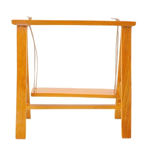 Alomejor Miniaturpuppenhausschwung, 1:12 Skala Massivholz Handgefertigt 14 cm Veranda Swing für Wohnzimmerausstellung, Fairy Garden -Szene (Holzfarbe) von Alomejor