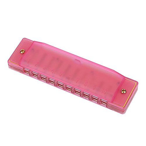 Alomejor Mundharmonika Kinder 10 Löcher Bunte Lichtdurchlässige Harmonika für Anfänger oder als Kinder Geschenke Kind Musikinstrument Lernspielzeug (Rot) von Alomejor