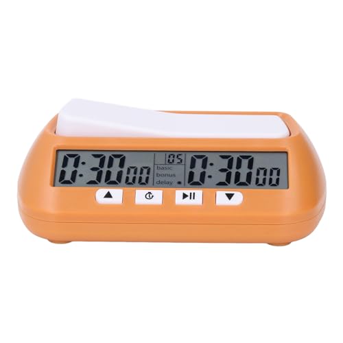 Alomejor Professioneller Digitaler Schach-Timer, Tragbare Uhr mit Bonus-einstellbarem Sound für Schachspiele (Yellow) von Alomejor