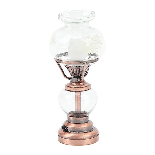 Alomejor Puppenhaus-Kerzenlampe Im Maßstab 1:12, Vintage-Miniatur-Kerzenleuchte mit Batterie für Wohnzimmer, Schlafzimmer, Esszimmer, Nähzimmer-Dekoration (Bronze) von Alomejor