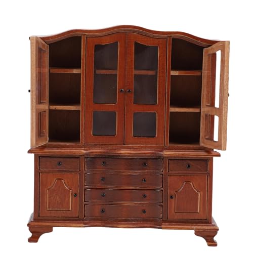 Alomejor Puppenhaus Möbel, Puppenhaus Bücherregal Im Maßstab 1:12, Multifunktion Ales Display Regal für Mini Bücher, Zubehör, (Kastanienbraun) von Alomejor