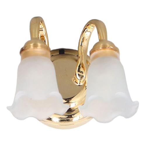 Alomejor Puppenhaus-Tischlampe Im Tulpen-Design, Batteriebetrieben, Stabile Puppenhaus-Miniaturlampe aus Metall und Kunststoff für den Maßstab 1:12 von Alomejor