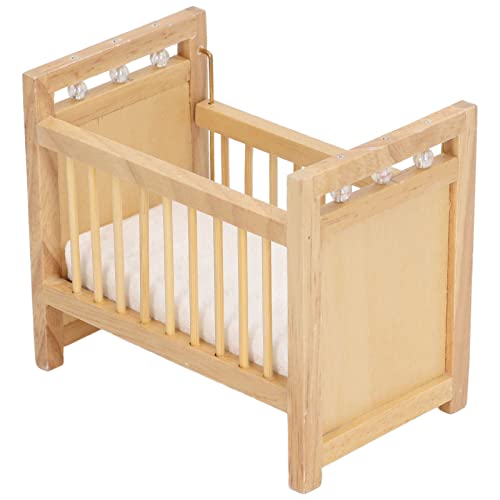 Alomejor Puppenhaus-Zubehör 1:12 Miniatur- Bett, Interaktives Krippen-Möbel-Set Simulierte Möbel Dekoration Zubehör von Alomejor