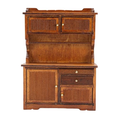Alomejor Puppenhausschrank Im Maßstab 1:12, Miniatur-Bücherregal, Schrank, Spielbares Sideboard für Küche, Wohnzimmer von Alomejor