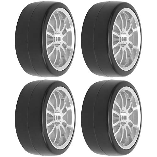 Alomejor RC -Auto -Driftreifen Set Light Aluminium Legierung Hub Hartkautschukersäure Wheel Kit für WPL D12 LKW, 4PCS von Alomejor