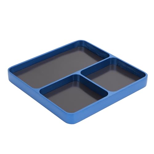 Alomejor RC-Auto-Schraubenablage, Aluminiumlegierung, Reparaturwerkzeug-Halterplatte, Tragbarer RC-Modell-Schrauben-Organizer mit 3 Gittern für RC-Flugzeuge (Blue) von Alomejor