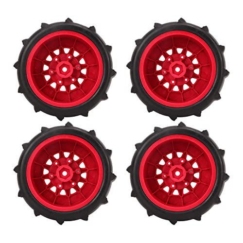 Alomejor RC Beach Wheels Reifen, 1:10 RC Reifen Räder Starke Dämpfung, Konkav-Konvexe Textur für RC Offroad (Rot) von Alomejor